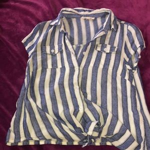 Blue and white blouse